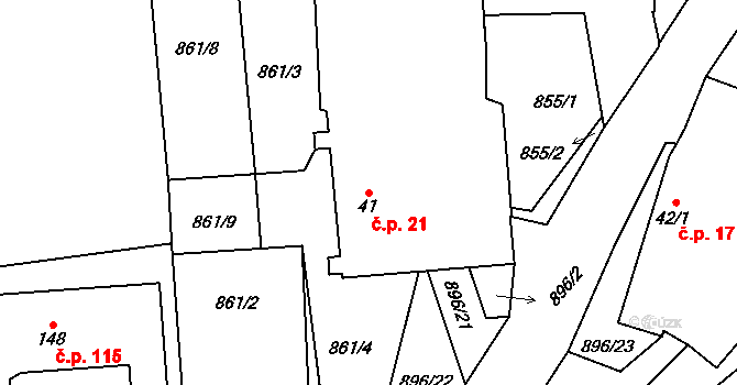 Křenovice 21, Dubné na parcele st. 41 v KÚ Křenovice u Dubného, Katastrální mapa