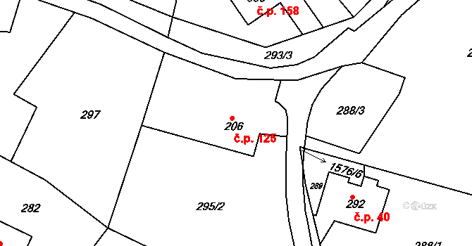 Bítouchov 125, Semily na parcele st. 206 v KÚ Bítouchov u Semil, Katastrální mapa