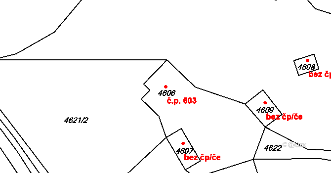 Karolinka 603 na parcele st. 4606 v KÚ Karolinka, Katastrální mapa