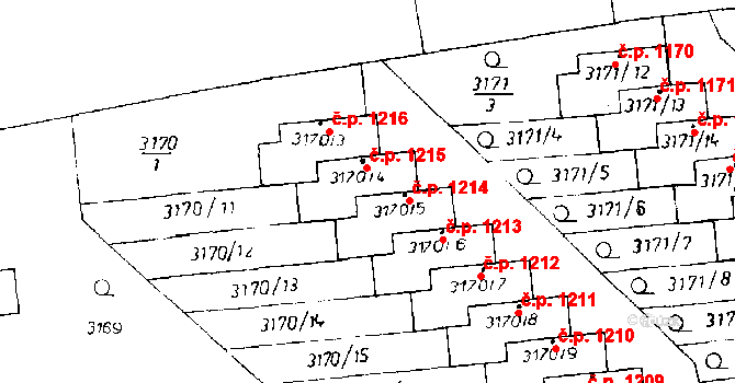 Poděbrady III 1215, Poděbrady na parcele st. 3170/4 v KÚ Poděbrady, Katastrální mapa