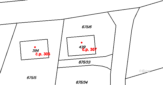 Lubno 307, Frýdlant nad Ostravicí na parcele st. 439 v KÚ Lubno, Katastrální mapa