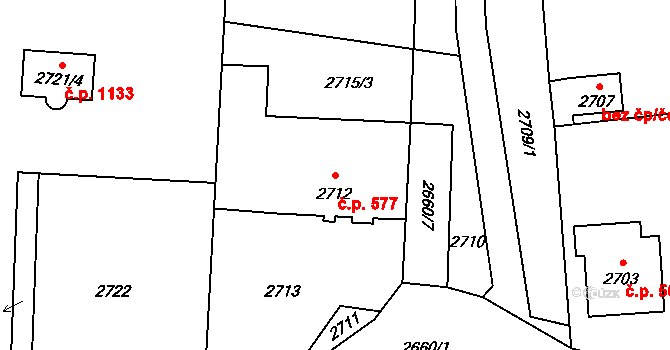 Vendryně 577 na parcele st. 2712 v KÚ Vendryně, Katastrální mapa