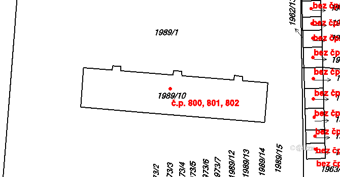 Místek 800,801,802, Frýdek-Místek na parcele st. 1989/10 v KÚ Místek, Katastrální mapa