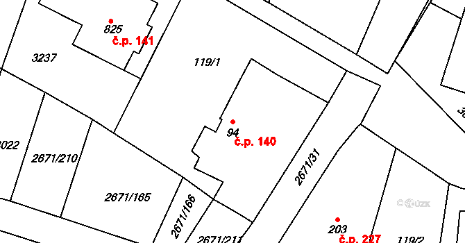 Černilov 140 na parcele st. 94 v KÚ Černilov, Katastrální mapa