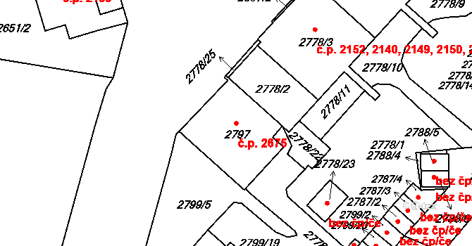Žižkov 2675, Praha na parcele st. 2797 v KÚ Žižkov, Katastrální mapa