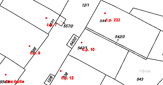 Jevišovka 10 na parcele st. 542/1 v KÚ Jevišovka, Katastrální mapa