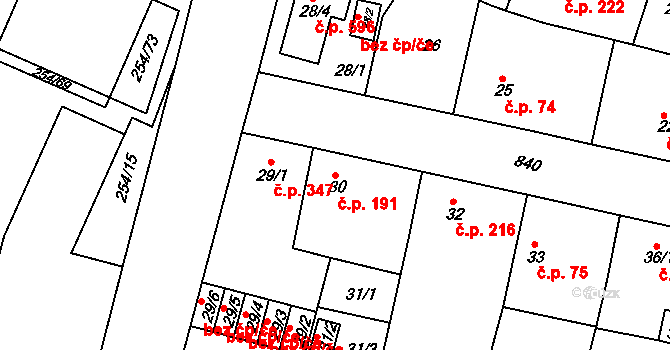 Doudlevce 191, Plzeň na parcele st. 30 v KÚ Doudlevce, Katastrální mapa