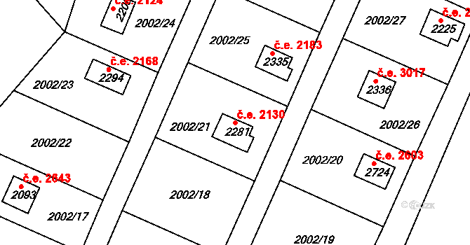 Litice 2130, Plzeň na parcele st. 2281 v KÚ Litice u Plzně, Katastrální mapa