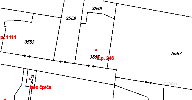 Lutyně 246, Orlová na parcele st. 3555 v KÚ Horní Lutyně, Katastrální mapa