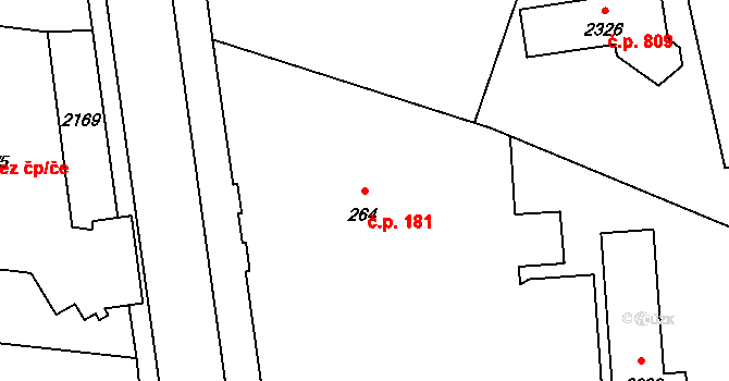 Úšovice 181, Mariánské Lázně na parcele st. 264 v KÚ Úšovice, Katastrální mapa