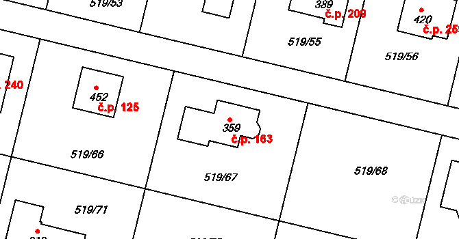 Horoušánky 163, Horoušany na parcele st. 359 v KÚ Horoušany, Katastrální mapa