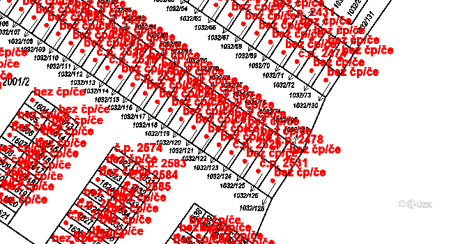 Uničov 2481 na parcele st. 1032/76 v KÚ Uničov, Katastrální mapa