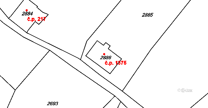 Smržovka 1375 na parcele st. 2886 v KÚ Smržovka, Katastrální mapa