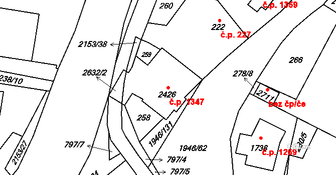 Třebechovice pod Orebem 1347 na parcele st. 2426 v KÚ Třebechovice pod Orebem, Katastrální mapa