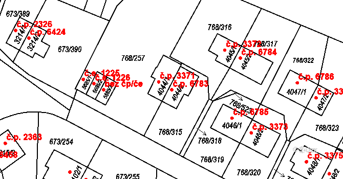 Zlín 6783 na parcele st. 4044/2 v KÚ Zlín, Katastrální mapa