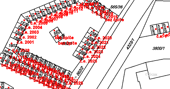 Řetenice 2023, Teplice na parcele st. 1588 v KÚ Teplice-Řetenice, Katastrální mapa