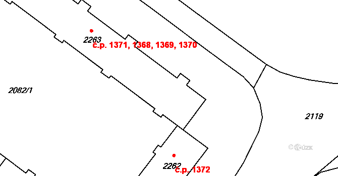 Poruba 1368,1369,1370,1371, Ostrava na parcele st. 2263 v KÚ Poruba-sever, Katastrální mapa