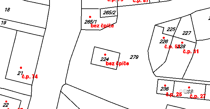 Počenice-Tetětice 39052079 na parcele st. 224 v KÚ Tetětice, Katastrální mapa