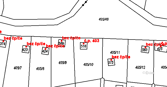 Maršov 403, Krupka na parcele st. 518 v KÚ Maršov u Krupky, Katastrální mapa