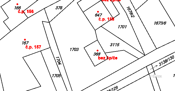 Lubná 40127079 na parcele st. 368 v KÚ Lubná u Poličky, Katastrální mapa