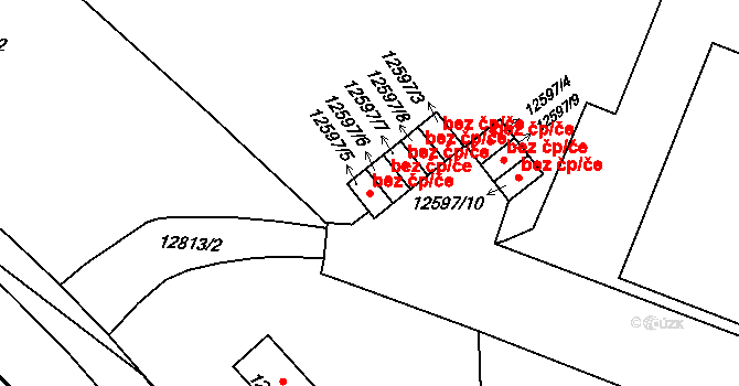 Plzeň 41545079 na parcele st. 12597/5 v KÚ Plzeň 4, Katastrální mapa