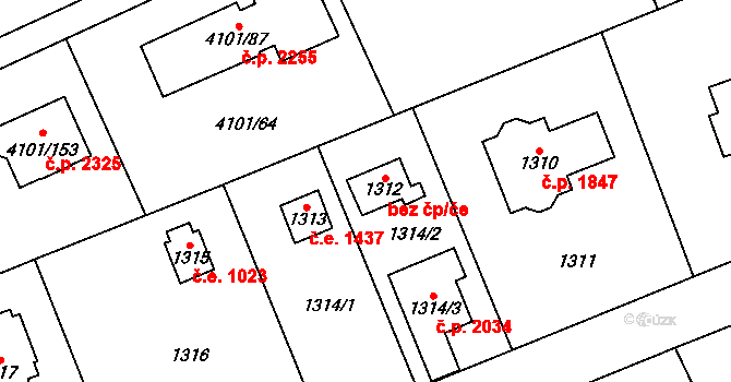 Černošice 42141079 na parcele st. 1312 v KÚ Černošice, Katastrální mapa