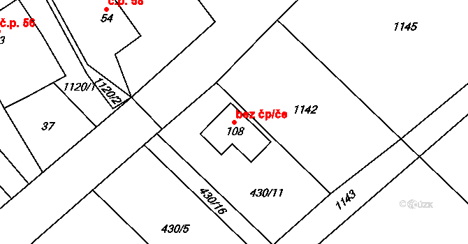 Želetava 43090079 na parcele st. 108 v KÚ Šašovice, Katastrální mapa
