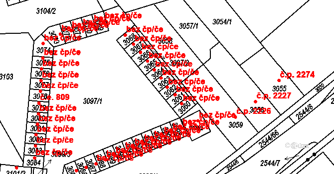 Chomutov 43489079 na parcele st. 3062 v KÚ Chomutov II, Katastrální mapa