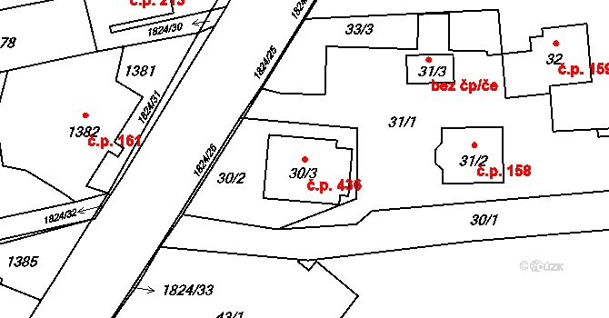 Markvartovice 436 na parcele st. 30/3 v KÚ Markvartovice, Katastrální mapa