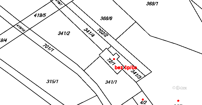 Vyskytná nad Jihlavou 44525079 na parcele st. 72/1 v KÚ Jiřín, Katastrální mapa