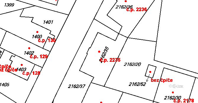 Předměstí 2235, Opava na parcele st. 2162/35 v KÚ Opava-Předměstí, Katastrální mapa