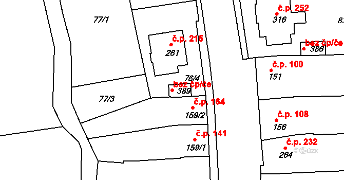 Tečovice 45694079 na parcele st. 389 v KÚ Tečovice, Katastrální mapa