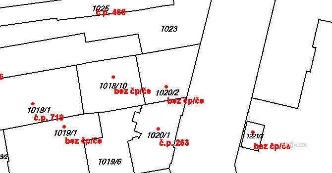 Brno 49588079 na parcele st. 1020/2 v KÚ Komárov, Katastrální mapa
