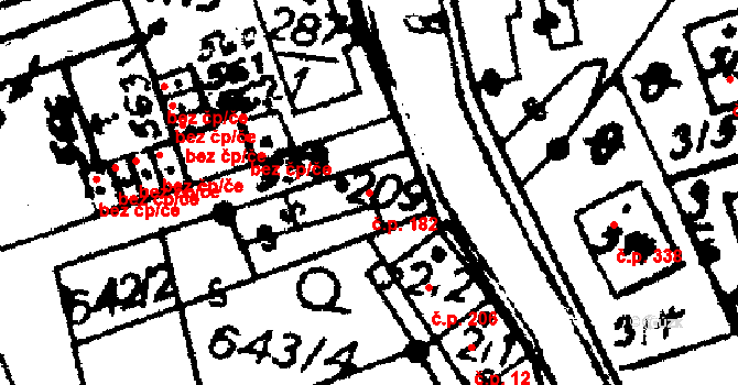 Hrochův Týnec 182 na parcele st. 209 v KÚ Hrochův Týnec, Katastrální mapa