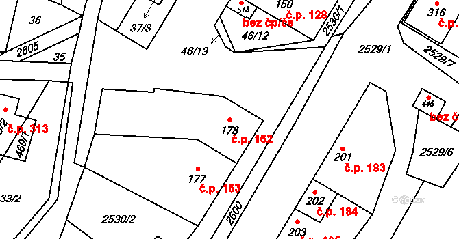 Mrákotín 162 na parcele st. 178 v KÚ Mrákotín u Telče, Katastrální mapa