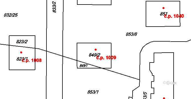 Stonava 1009 na parcele st. 849/2 v KÚ Stonava, Katastrální mapa