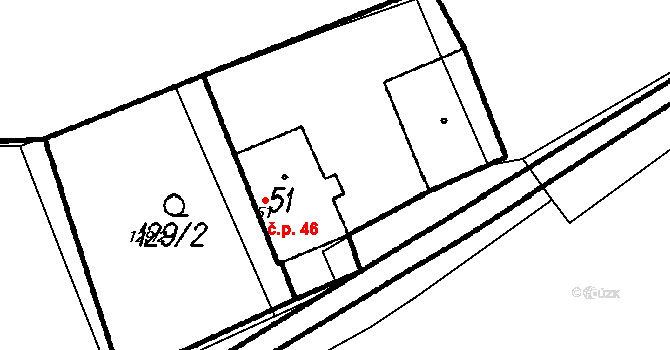 Chalupy 46, Všeruby na parcele st. 51 v KÚ Chalupy, Katastrální mapa
