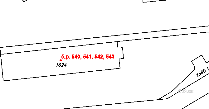 Butovice 540,541,542,543, Studénka na parcele st. 1624 v KÚ Butovice, Katastrální mapa