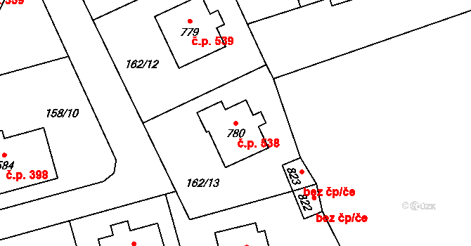 Černovice 538 na parcele st. 780 v KÚ Černovice u Tábora, Katastrální mapa