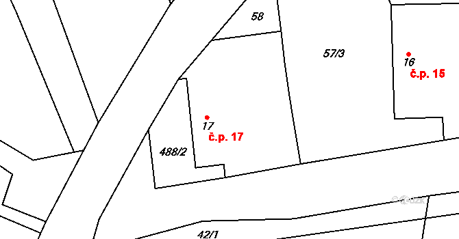Střítež 17, Černovice na parcele st. 17 v KÚ Střítež u Černovic, Katastrální mapa