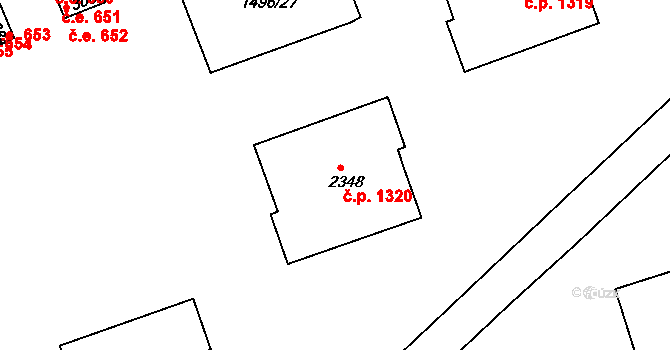 Humpolec 1320 na parcele st. 2348 v KÚ Humpolec, Katastrální mapa