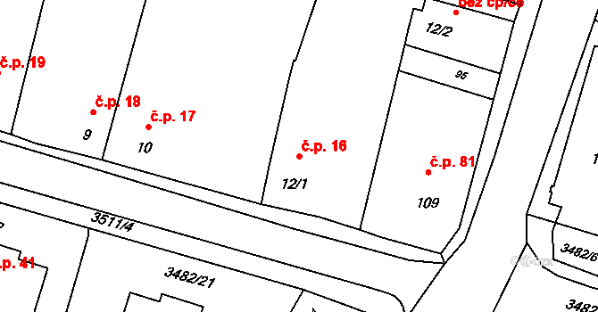 Kozojedy 16 na parcele st. 12/1 v KÚ Kozojedy u Kralovic, Katastrální mapa
