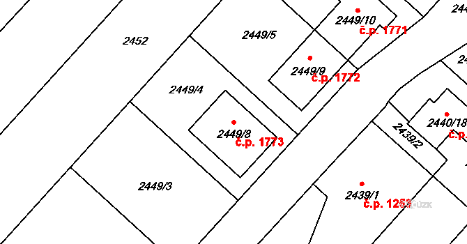 Kunovice 1773 na parcele st. 2449/8 v KÚ Kunovice u Uherského Hradiště, Katastrální mapa