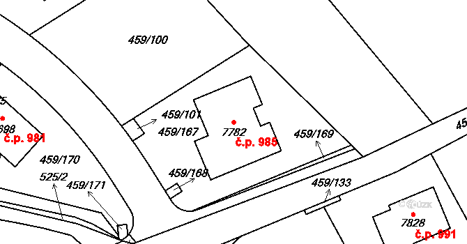 Beroun-Závodí 985, Beroun na parcele st. 7782 v KÚ Beroun, Katastrální mapa