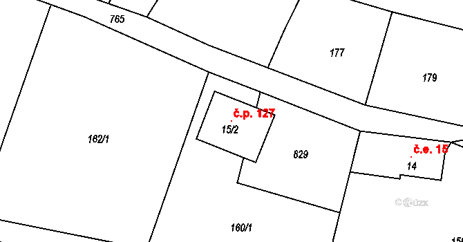Zdelov 127 na parcele st. 15/2 v KÚ Zdelov, Katastrální mapa