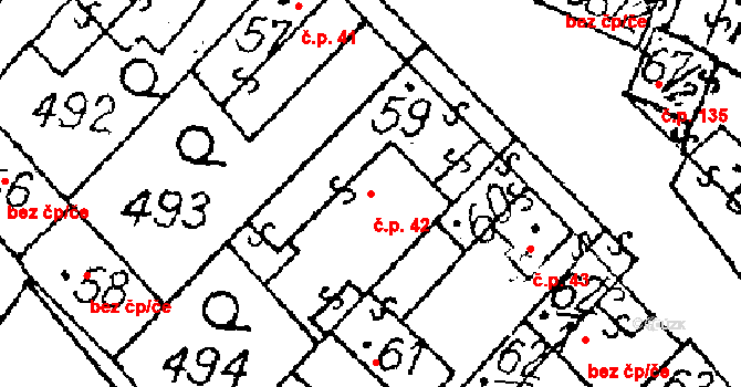 Ctidružice 42 na parcele st. 59 v KÚ Ctidružice, Katastrální mapa