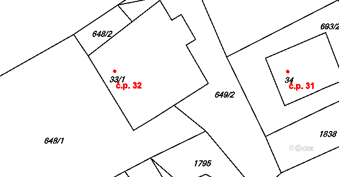 Hartunkov 32, Benešov nad Černou na parcele st. 33/1 v KÚ Hartunkov, Katastrální mapa