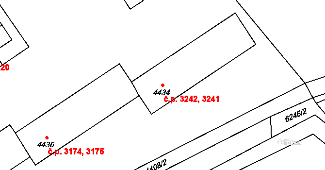 Kladno 3241,3242 na parcele st. 4434 v KÚ Kladno, Katastrální mapa