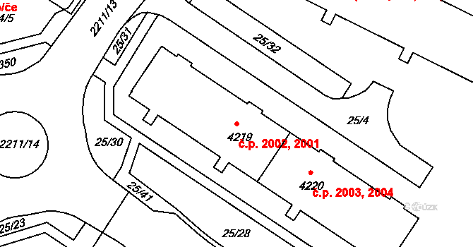 Šumperk 2001,2002 na parcele st. 4219 v KÚ Šumperk, Katastrální mapa