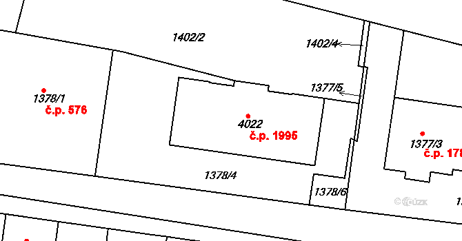Tachov 1995 na parcele st. 4022 v KÚ Tachov, Katastrální mapa